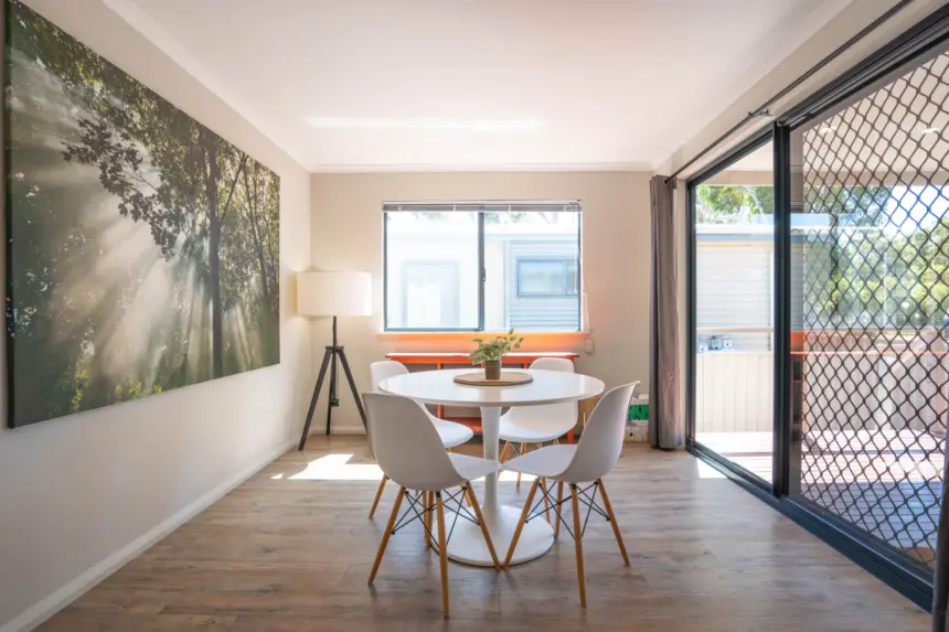 Serpentine Falls inside of a cabin