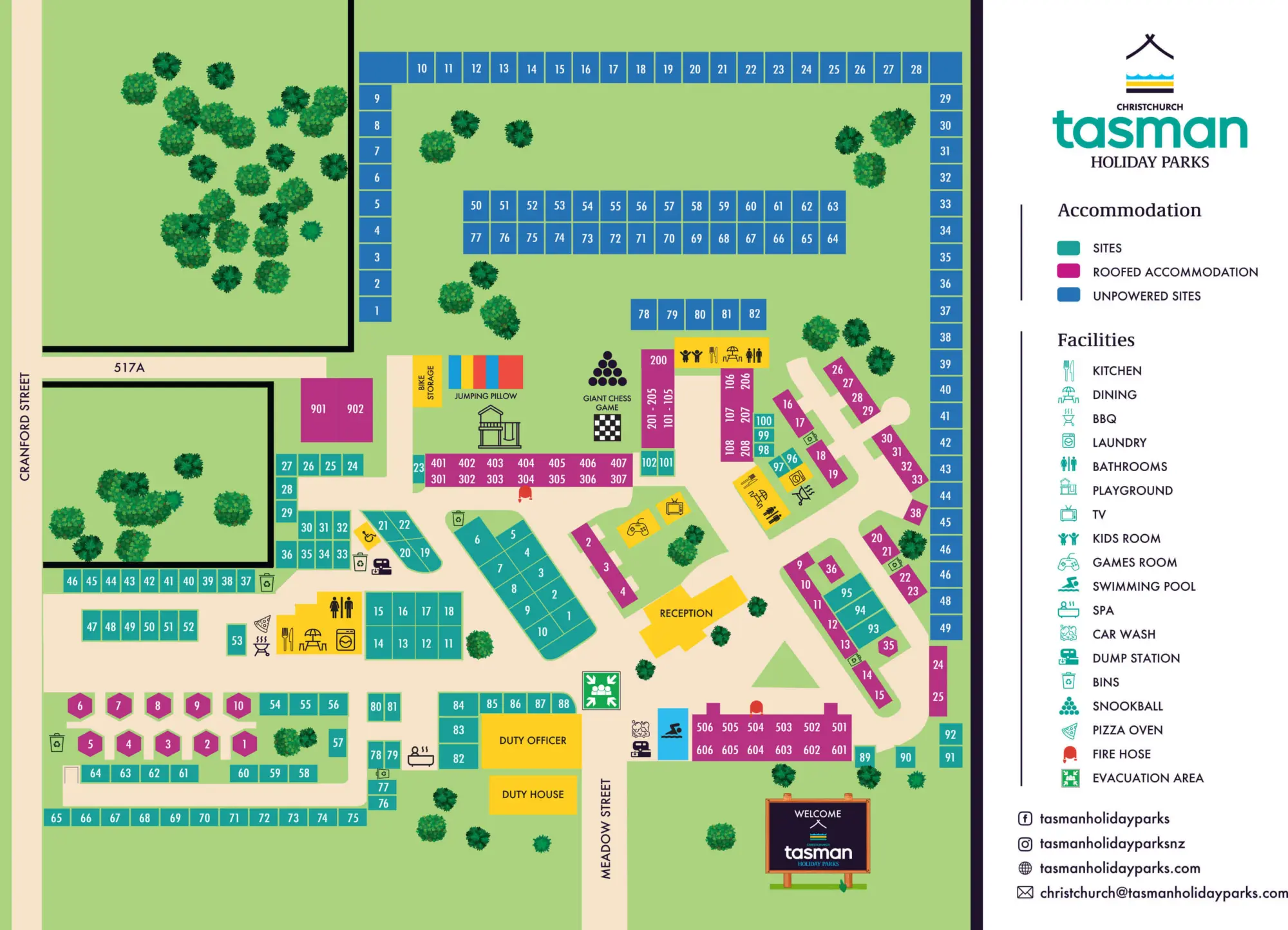 Christchurch caravan park map