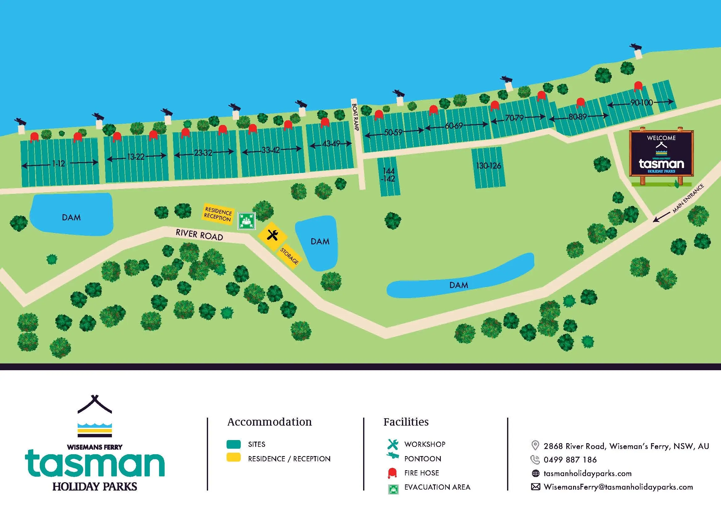 Tasman Holiday Parks Wisemans Ferry Park Map